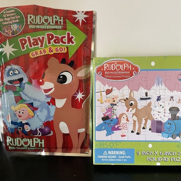 Kids Toys Rudolph The Red Nosed Reindeer Puzzle & Activity Book - Picture 1 of 4